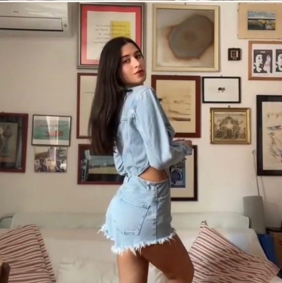 Zara cut out denim short blue wash jumpsuit - Picture 13 of 16